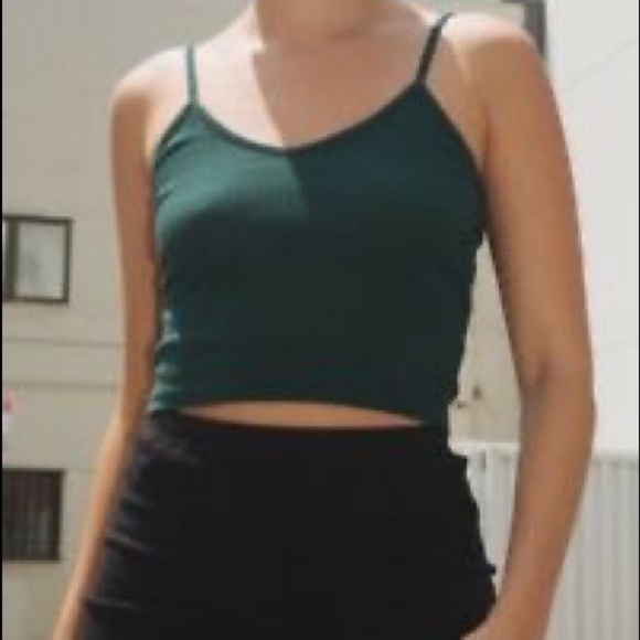 Brandy Melville / John Galt Skylar Dark Forest Green Cropped Tank Top - Picture 3 of 10
